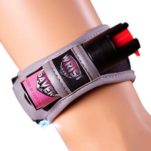 Police Strength OC Pepper Spray for Running, Lightweight Compact Self Defense Wristband Ideal for Women Runners, Joggers & Walkers w/ID Card, LED Light & Reflective Edging by PersonalSaver