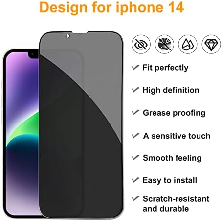 PEHAEL for iPhone 14 Privacy Screen Protector+Camera Lens Protector - Image 2