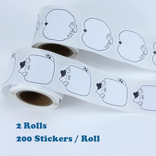 Cute Label Stickers for Jars 2 Different Cat Designs Full Adhesive Sticky Notes 2 Rolls Self-Stick Blank Name Stickers - Image 2