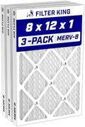 Filter King 8x12x1 Air Filter MERV 8, AC Furnace Filters (3-Pack) by FilterKing