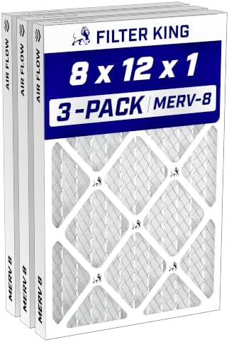 Filter King 8x12x1 Air Filter MERV 8, AC Furnace Filters (3-Pack) by FilterKing