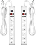 TiFFCOFiO Surge Protector Power Strip, 4 Feet Extension Cord, 600 Joules Surge Protection, Multiple Protection 6 Outlet Strip, 14 AWG Cord, 15A/1875W, ETL Listed, 2 Packs by TiFFCOFiO