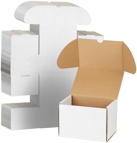 WIFTREY 50 Pack 6x4x4 Small Shipping Boxes, White Corrugated Cardboard Boxes 6 x 4 x 4 for Packaging Small Business, Mailing, Shipping by WIFTREY