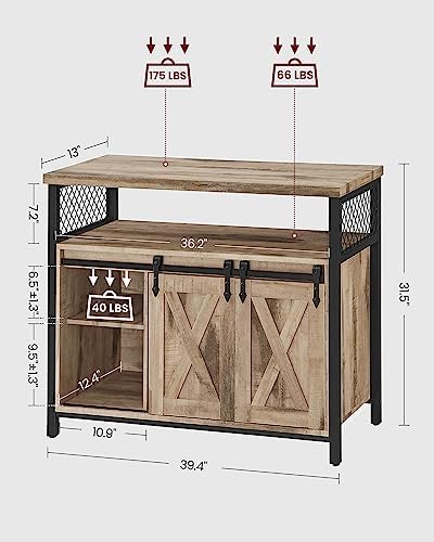VASAGLE Buffet Cabinet, Coffee Bar with 2 Sliding Barn Doors - Image 3