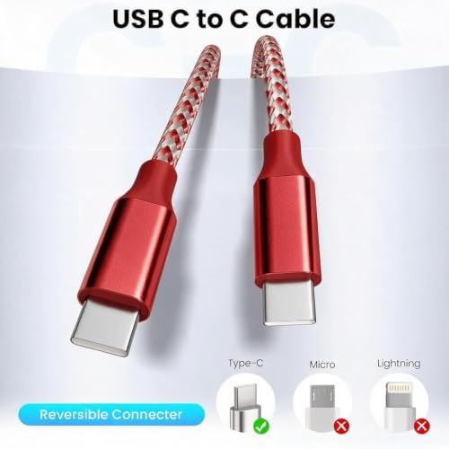 KYEHD USB C Cable，3 Pack 10FT 60W Fast Charging USB C to USB C Cable, Durable Type C Charger Cable for iPhone 17/16/15/iPad MacBook CarPlay and More - Image 3