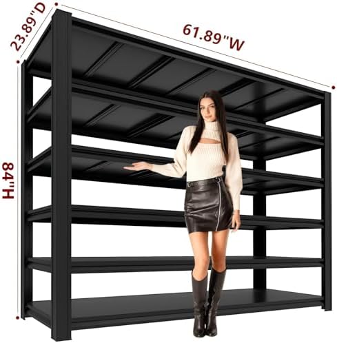 8100 lbs Storage Shelves Heavy Duty，6-Tier Garage Shelving, Adjustable Shelving Units, Industrial Shelving, for Garage Storage, Heavy Duty Garage Shelving(6T-84H*62.03W*24D) - Image 3
