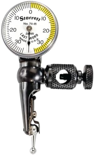 Starrett 711 Last Word Dial Test Indicator with Body Clamp and Case - White Half Shaded Face, .030" Range, 0-15-0 Dial Reading, .001" Graduation - 711FSZ by Starrett