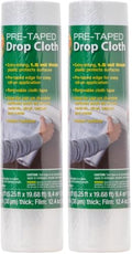 Duck Brand Pre-Taped Painter’s Drop Cloth, Strong and Durable Plastic Drop Cloths for Painting, 5.25 ft x 19.68 ft, Single Roll (280809) (Pack of 2) by DuckBrand