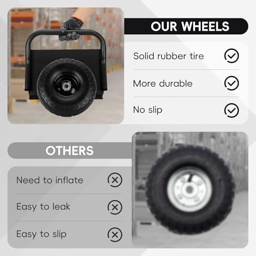Heavy Duty Panel Dolly Slab Dolly 10 Inch Solid Rubber Tires - Image 3