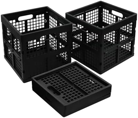 Square Milk Crate, 18 L Plastic Stackable Utility Crate, 3 Pack by Unknown