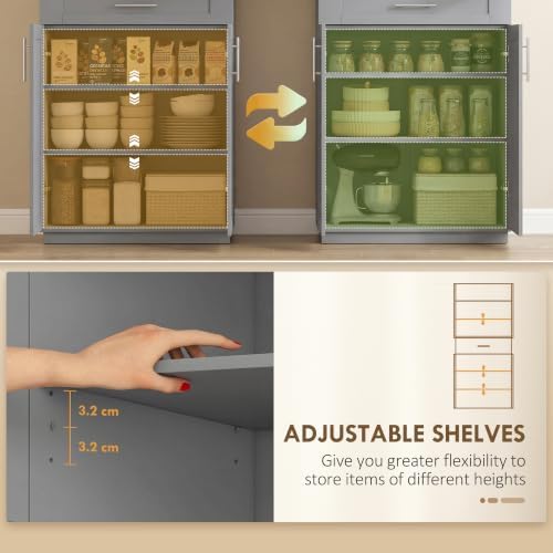 HOMCOM 72" Kitchen Pantry Cabinet Freestanding Storage Cabinet Gray - Image 5
