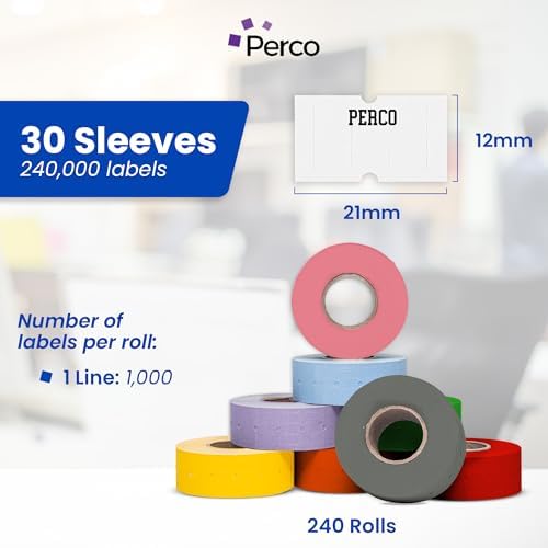 Custom Price and Date Labels - 240,000 Price Marking Labels for Perco Lite, X, Plus and Perco Pro 1 Line Guns - Choose Color, Font and Imprint - 240 Rolls, 30 Sleeves - Made in USA - Image 3