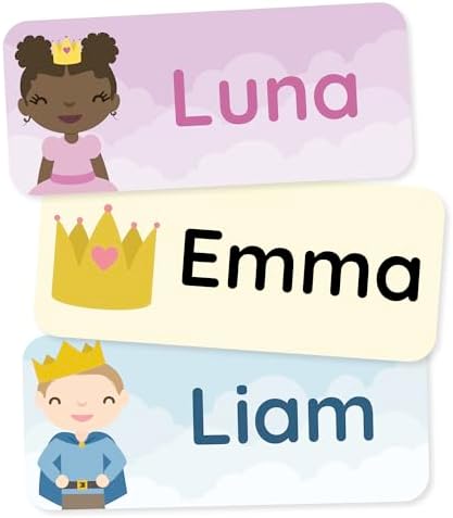 Personalized Name Labels for Kids (180) – Clothing Labels & Daycare Labels – Custom Waterproof Stickers for School Supplies - Fairytale by Teddylabels