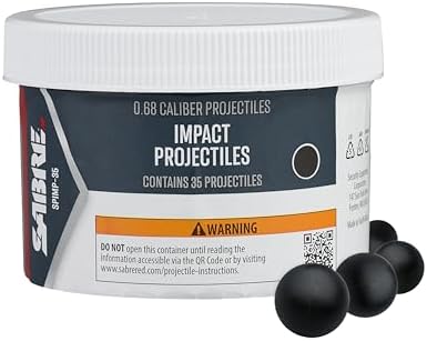 Sabre Home Defense Projectile Launcher, Large Size with (7) 0.68 Cal. Impact Projectiles, 40% More Stopping Power for Extra Home Protection, Holds Up to 7 Projectiles by SABRE