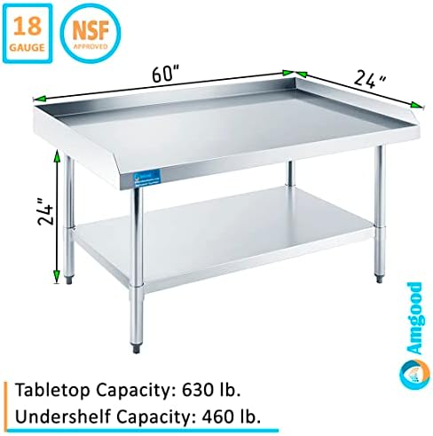 60" x 24" Stainless Steel Equipment Stand with Wheels | Commercial Rolling Table with Undershelf | Mobile Prep Stand for Mixers, Griddles, Appliances | NSF Certified - Image 3