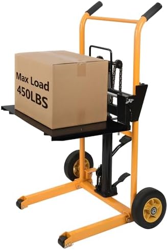 Manual Hydraulic Pallet Stacker – 43.3” Lift Height, 440 lbs Capacity, Adjustable Forks, 2-in-1 Forklift & Flatbed Cart for Warehouse, Retail, Garage by Unknown