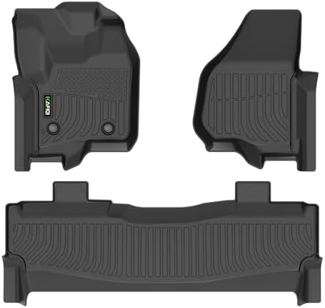 HAFIDI® Floor Mats for 2012-2016 Ford F250/F350/F450/F55 (Super Duty Crew Cab), All Weather Protection TPE Anti-Slip Automotive Floor Liners, Fits 1st & 2nd Row Accessories, Black by HAFIDI