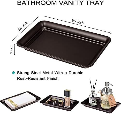SheeChung Metal Vanity Tray, Bathroom Counter Storage Tray, Bronze 4 Pack - Image 4