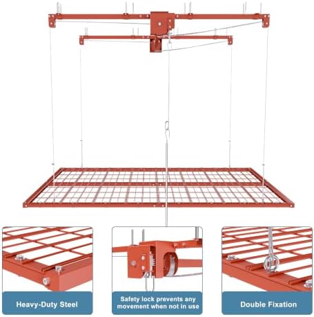 Orange 4x8 FT Overhead Garage Storage Rack for High Ceilings 10-12 FT - Image 5
