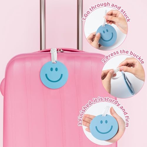 Preppy Smile Luggage Tags for Suitcases, 2Pcs Silicone Labels - Image 4