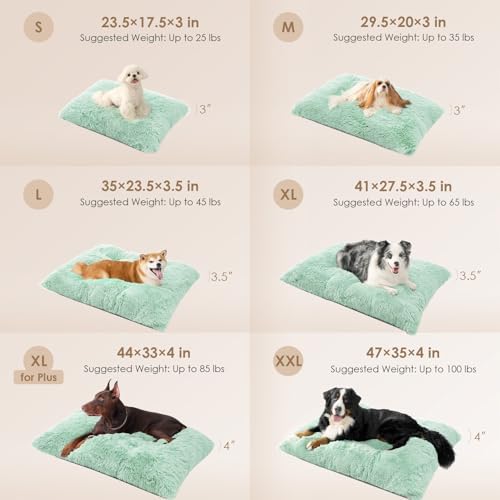 EHEYCIGA Fluffy Dog Crate Bed for Medium Dogs, Plush Crate Pad, Apple Green - Image 2