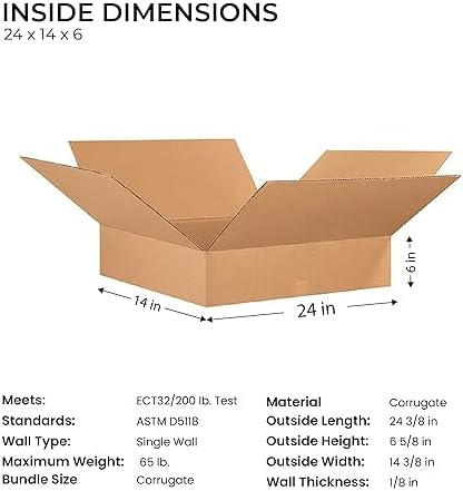 (24 x 14 x 6) - (25 Pack) Corrugated Cardboard Boxes for shipping and moving up to 65 lbs - Image 2