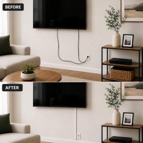 TV Cord Hider – Flexible Wall Cord Cover Slim Design Silicone Cable Raceway - Self Adhesive, Cut to Size Design for Hiding Wires on Wall - Clean Home Setup Cable Concealment (Off-White 3 Feet) - Image 4