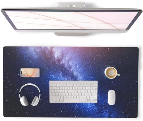 QiyI PU Leather Large Mouse Pad, Office Decor, 31.5" x 15.7", Blue Galaxy by QIYI