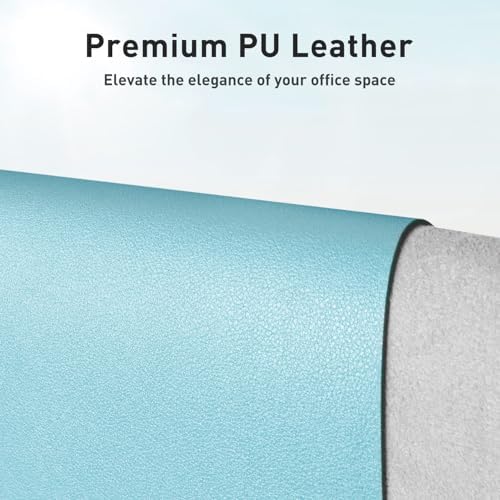 Aothia Faux Leather Desk Mat – Large Mouse Pad, Non-Slip PU Leather Blotter, Waterproof Writing Surface for Office and Home (Blue Topaz, 47.2" x 23.6") - Image 2