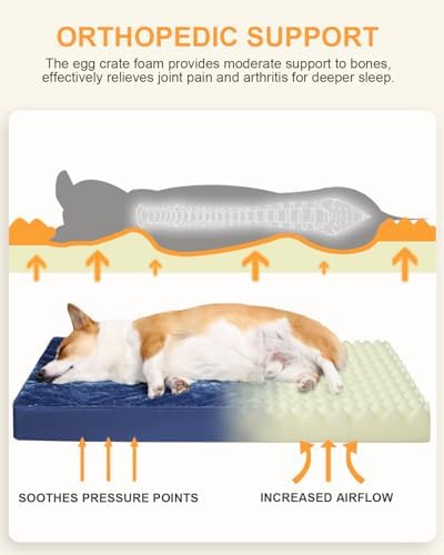KSIIA Orthopedic Dog Bed for Medium Dogs with Waterproof Lining,Blue, 29x18 - Image 2