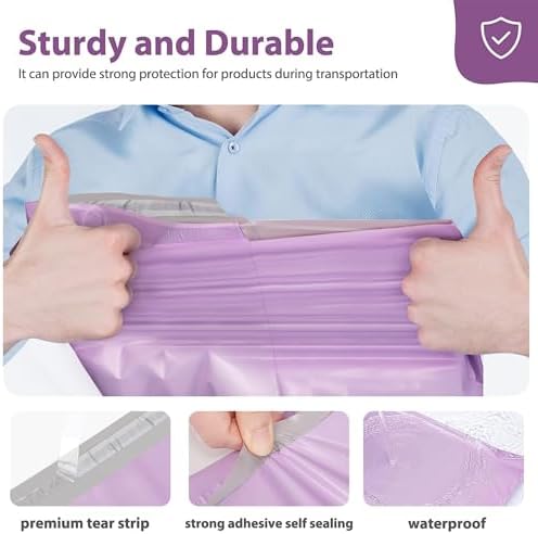 Fuxury Large Poly Mailers 19x24 Inch 50 Pcs, Waterproof Shipping Bags for Clothing, Strong Adhesive Shipping Envelopes for Small Business Suppliers, Self Seal Mailers Poly Bags Mailing Bags Purple - Image 3
