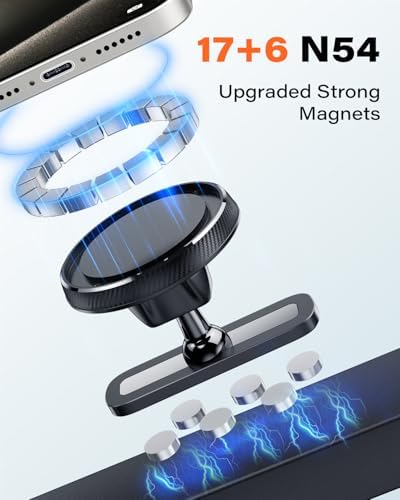 APPS2Car Gym Magnetic Phone Holder, Aluminum Alloy Base & Ball Joint, Black - Image 2