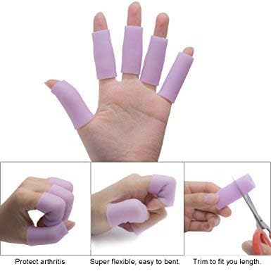Povihome Finger Cots Protectors - Moisturizing Thumb and Finger Covers - Thickend Version - Elastic Cracked Silicone Finger Sleeves to Protect Cracked, Peel Finger and Other Finger Pain (Lavender, 10PCS) - Image 3