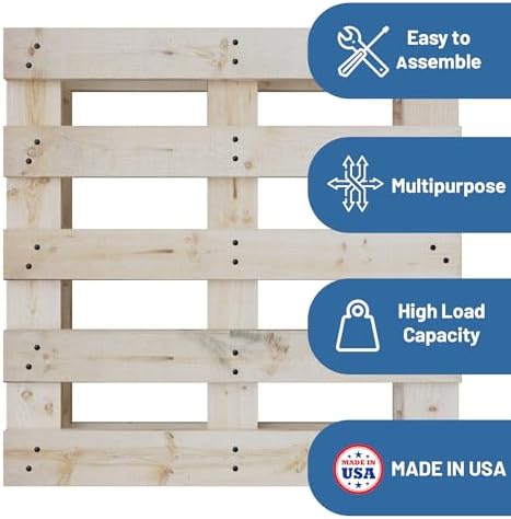 Greaton, 48x48x5 Wooden Pallet Kit, Heavy-Duty Industrial Grade Pinewood, Unassembled Flat-Pack, Stackable & Reusable, Lightweight Floor Pallet, Warehouse, Supermarket & Indoor Storage, 1-Pack - Image 4