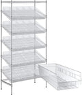 18" x 36" x 74" Heavy-Duty Commercial Chrome Shelving Unit with 25 Clear Storage Bins - Metal Wire Utility Shelf for Tool, Office, Garage, and Warehouse Organization - Durable Storage Cabinet by Zedfire