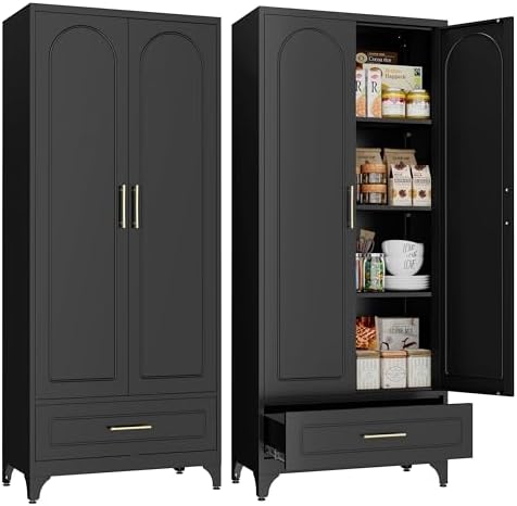 SteeLoong 75” Kitchen Pantry Cabinet, Metal Storage Cabinet with Drawer by Steeloong