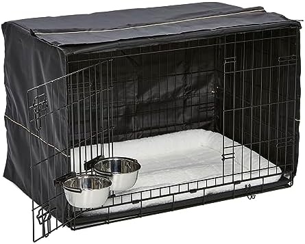 MidWest Homes for Pets Intermediate Double Door iCrate Starter Kit, 36-inch Dog Crate Bundle for Medium to Large Breeds, Includes Cage, Pet Bed, 2 Bowls and Privacy Cover - Image 2