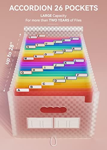 ABC life 26 Pockets Accordion File Organizer, Expanding File Folder, Pink - Image 2