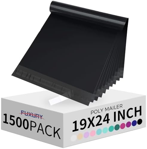 Fuxury Large Poly Mailers 19x24" 1500 Pcs,Shipping Bags for Clothes,Black by Fuxury