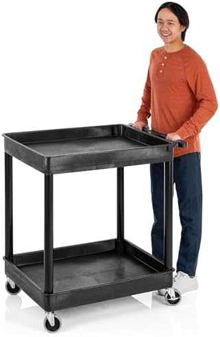 Stand Steady Tubstr Large 2 Shelf Utility Cart Supports Up to 200 lbs - Heavy Duty Deep Tub Cart, Rolling Storage Cart & Tool Cart for School, Office, Warehouse (32 x 24in) by StandSteady