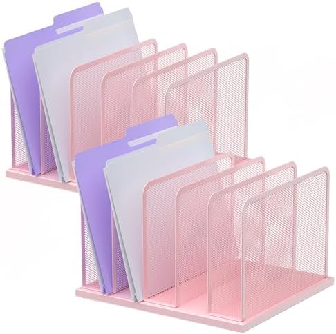 Kuntine.B 5-Section Upright Desk File Organizer Pink 2 Pack by KuntineB
