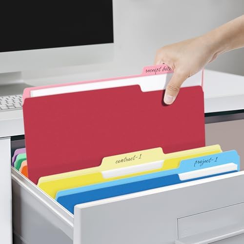 SUNEE File Folders, 120 Pack Manilla Folders 8.5 x 11, Colored File Folders Home Office School Supplies for Documents Files Paper, 6 Assorted Colors - Image 7