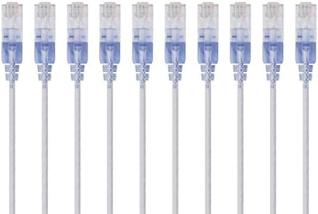 Monoprice Cat6A Ethernet Patch Cable - Snagless RJ45, 550Mhz, 10G, UTP, Pure Bare Copper Wire, 30AWG, 10-Pack, 14 Feet, Gray - SlimRun Series by Monoprice