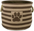 Bone Dry Pet Storage Collection Striped Paw Patch Bin, Small Round, Brown by BoneDry