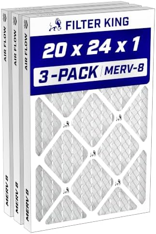 Filter King 20x24x1 Air Filter MERV 8, AC Furnace Filters (3-Pack) by FilterKing