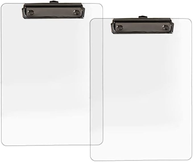 JIARI 2 Pack Clear Acrylic Office Clipboard A4 Letter Size 8.6" x 12.2" by JIARI