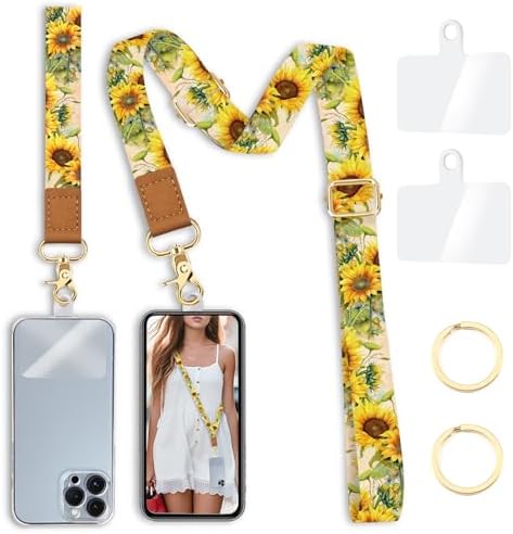 Yonlevres Phone Lanyard Crossbody Strap Wrist Neck Adjustable Women Flower by Yonlevres
