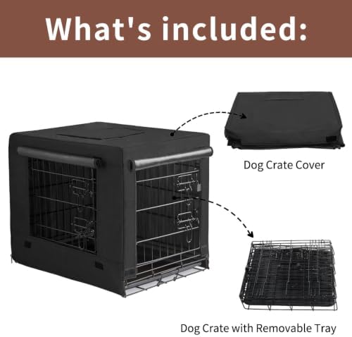 DONORO Dog Crates for Medium Large Size Dogs Indoor Double Door Dog Kennels & Houses for Puppy and Cats, Collapsible Metal Contour Dog Cages (Black, 42.0" L x 28.0" W x 31.0" H) - Image 2