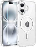 FNTCASE for iPhone 16 Case Clear,Fit for Magsafe, Screen Protector by FNTCASE