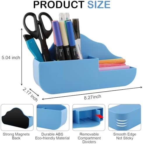 KITANIS Magnetic Pen Holder,3 Compartments Magnetic Dry Erase Marker Holder,Extra Strong Magnet Storage Marker Pen Pencil Organizer for Refrigerator,Whiteboard,Locker Accessories(Cloud Style) - Image 2